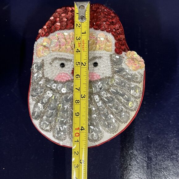 VTG Lot Of‎ 2 Satin Beaded Xmas Gift Trinket Box White Snowman & Red Santa  -D10 - Picture 8 of 8